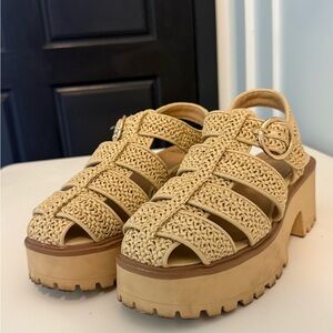 Target Wild Fable - Elide Raffia - Women's Beige Platform Sandals